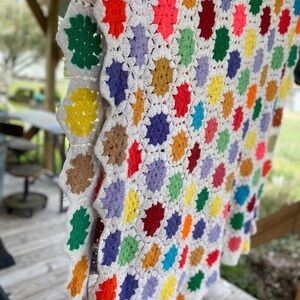 Multicolor Hexagon Crochet Throw